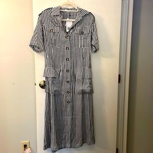 Silk Laundry Houndstooth Military Dress